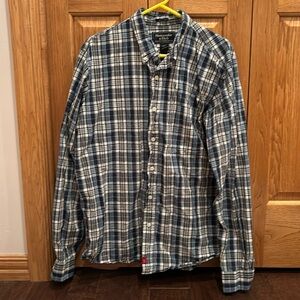 Men’s Large Abercrombie & Fitch Blue Plaid Dress Shirt Muscle Type